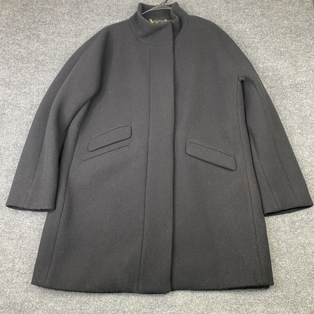 J.Crew Stadium Cloth Nello Gori Wool Cocoon Coat Black Size 16 G8447